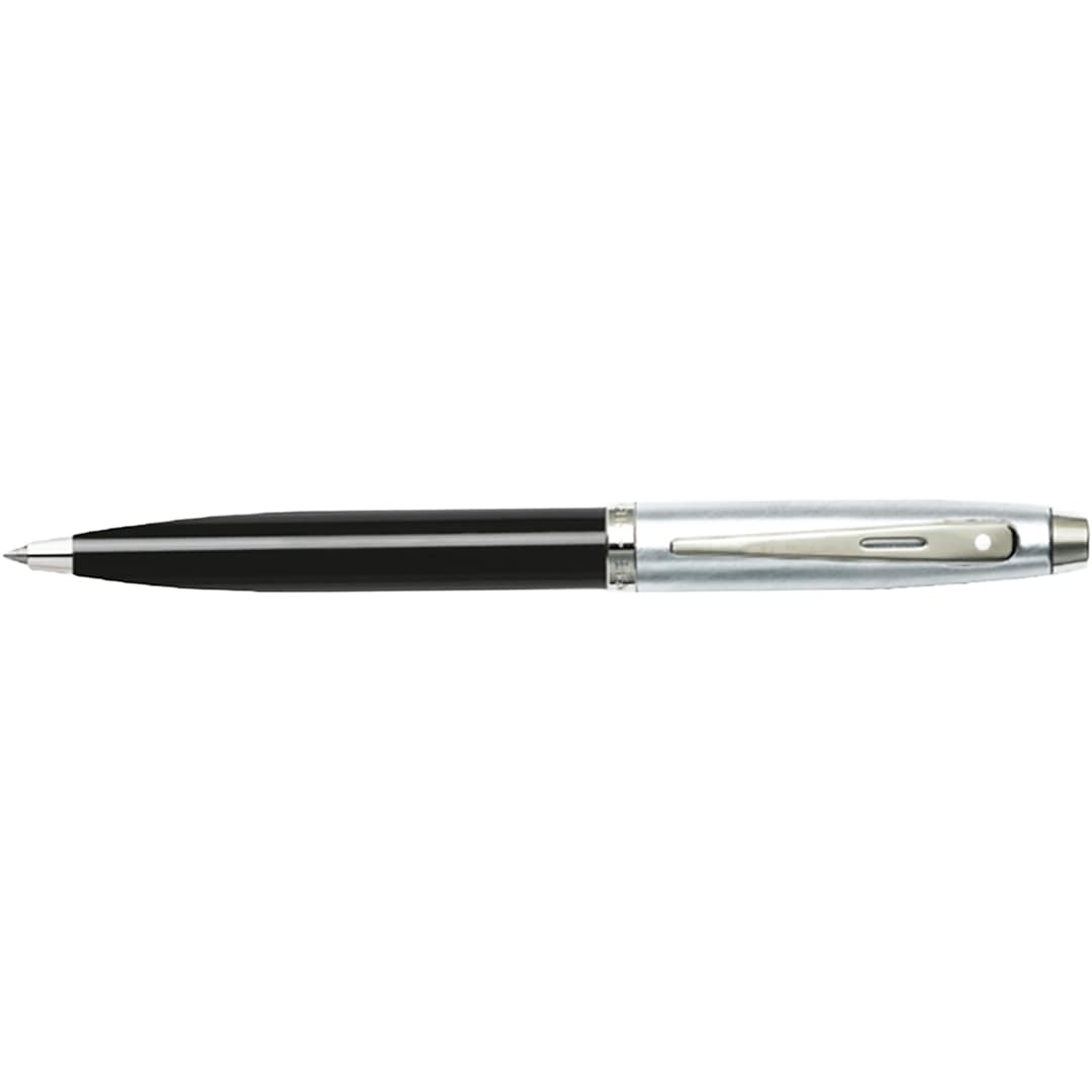 Front View of Black Sheaffer® 100 Chrome Black Ballpoint