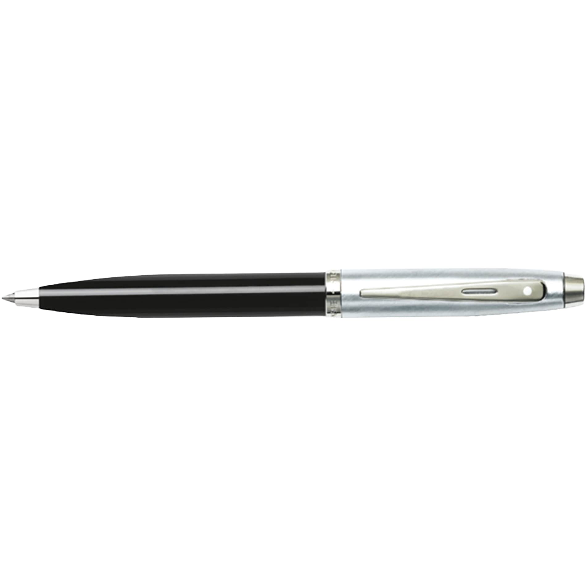 Front View of Black Sheaffer® 100 Chrome Black Ballpoint