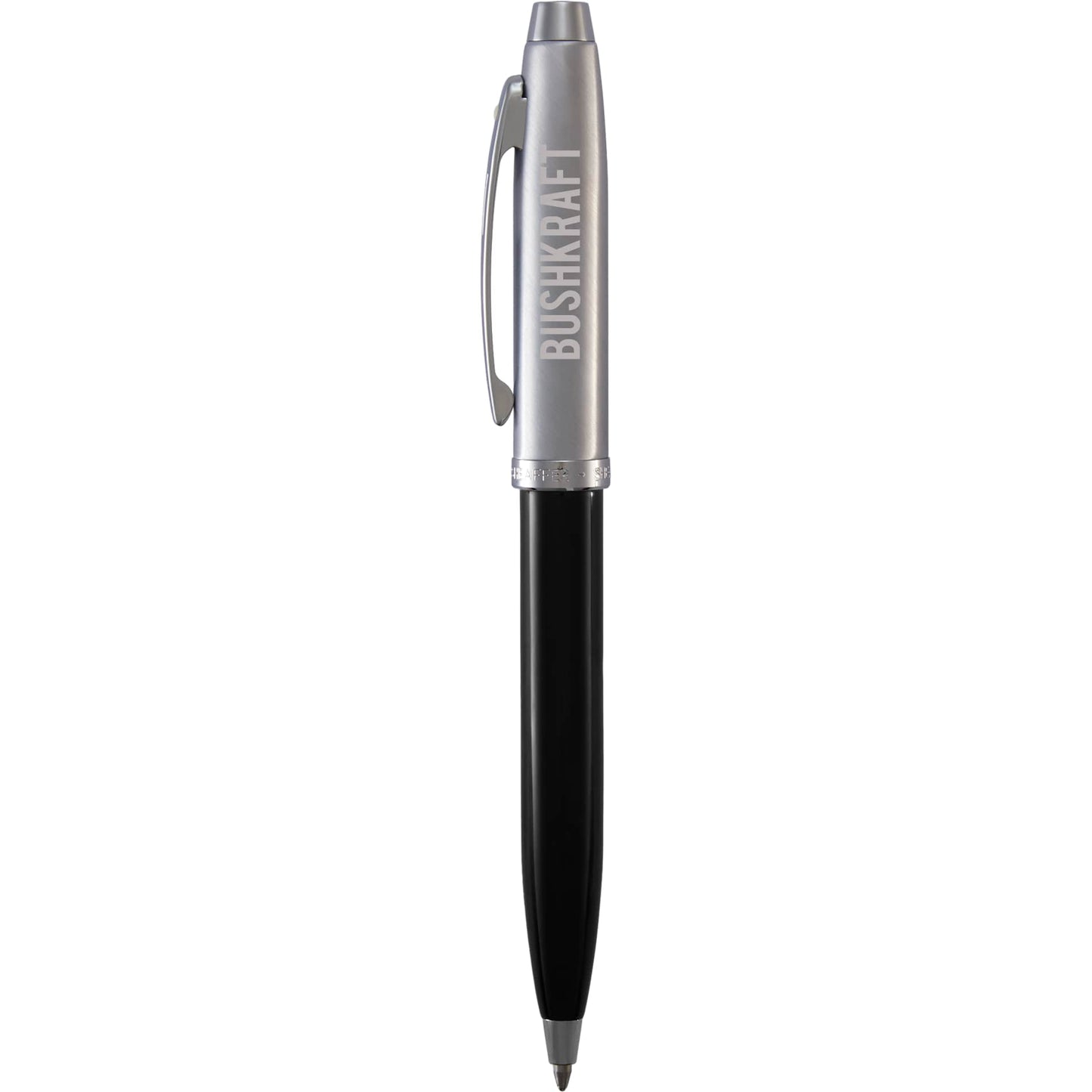 Front View of Black Sheaffer® 100 Chrome Black Ballpoint