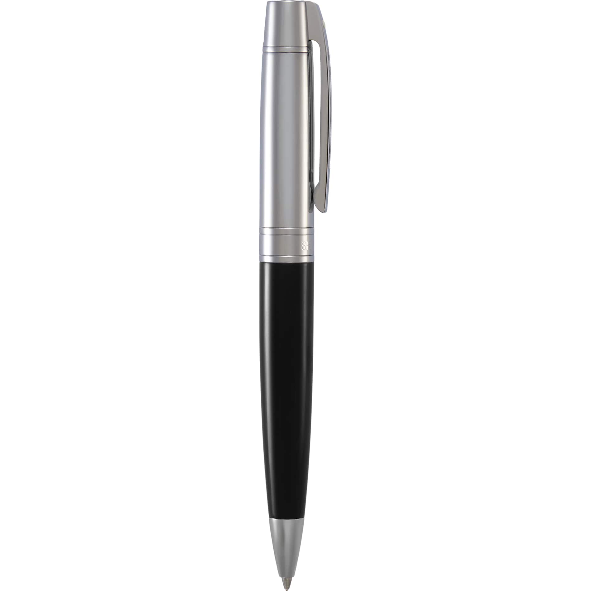 Front View of Black Sheaffer® 300 Glossy Chrome Black Ballpoint plain