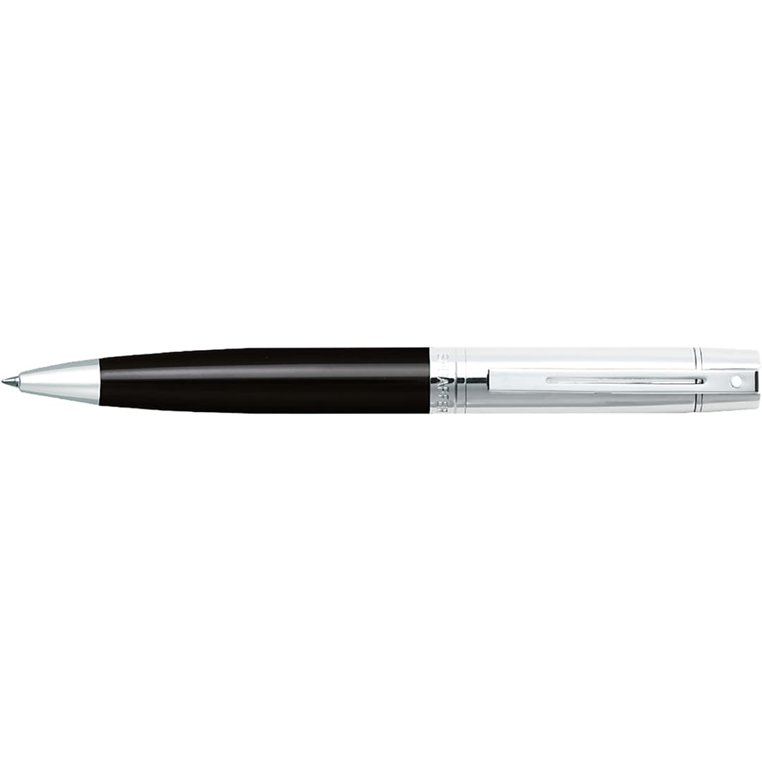 Front View of Black Sheaffer® 300 Glossy Chrome Black Ballpoint