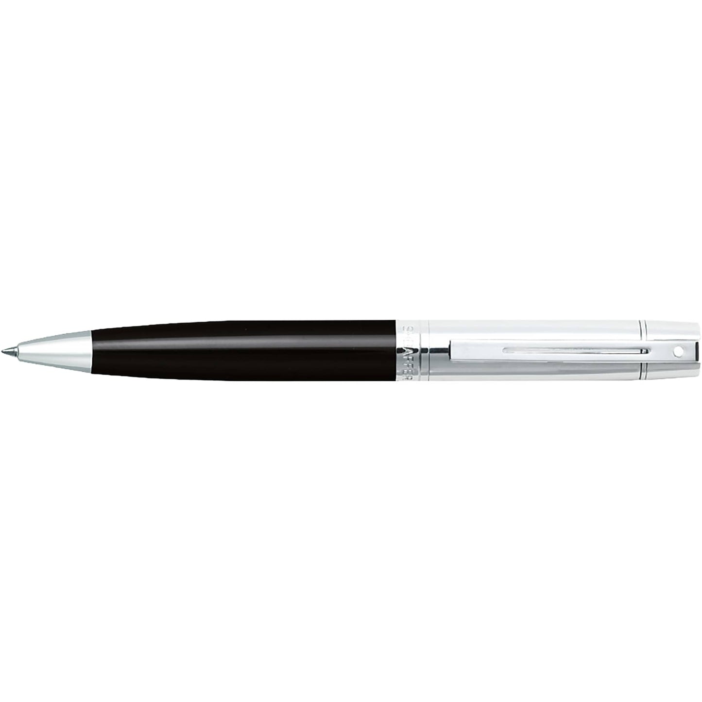 Front View of Black Sheaffer® 300 Glossy Chrome Black Ballpoint