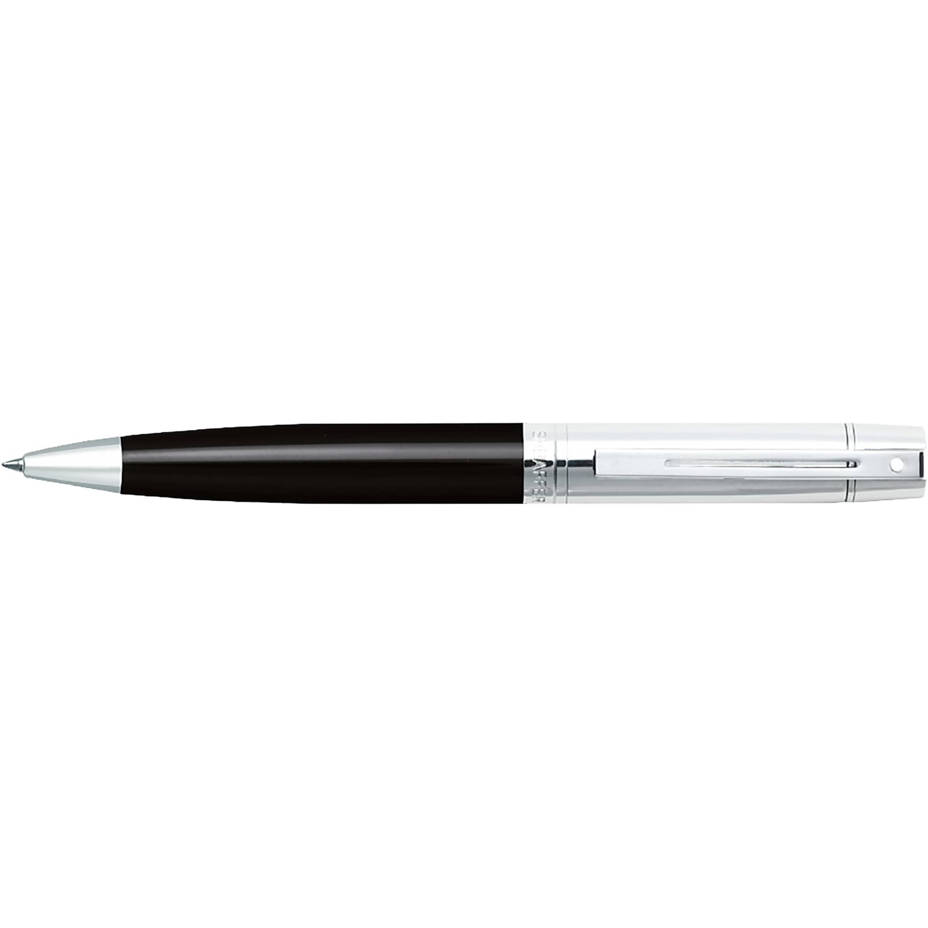 Front View of Black Sheaffer® 300 Glossy Chrome Black Ballpoint