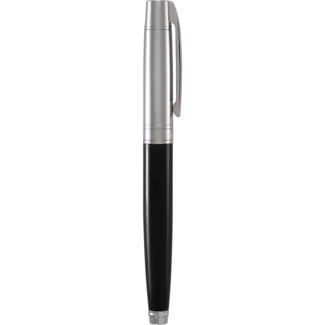 Front View of Black Sheaffer® 300 Glossy Chrome Black Roller Ball plain