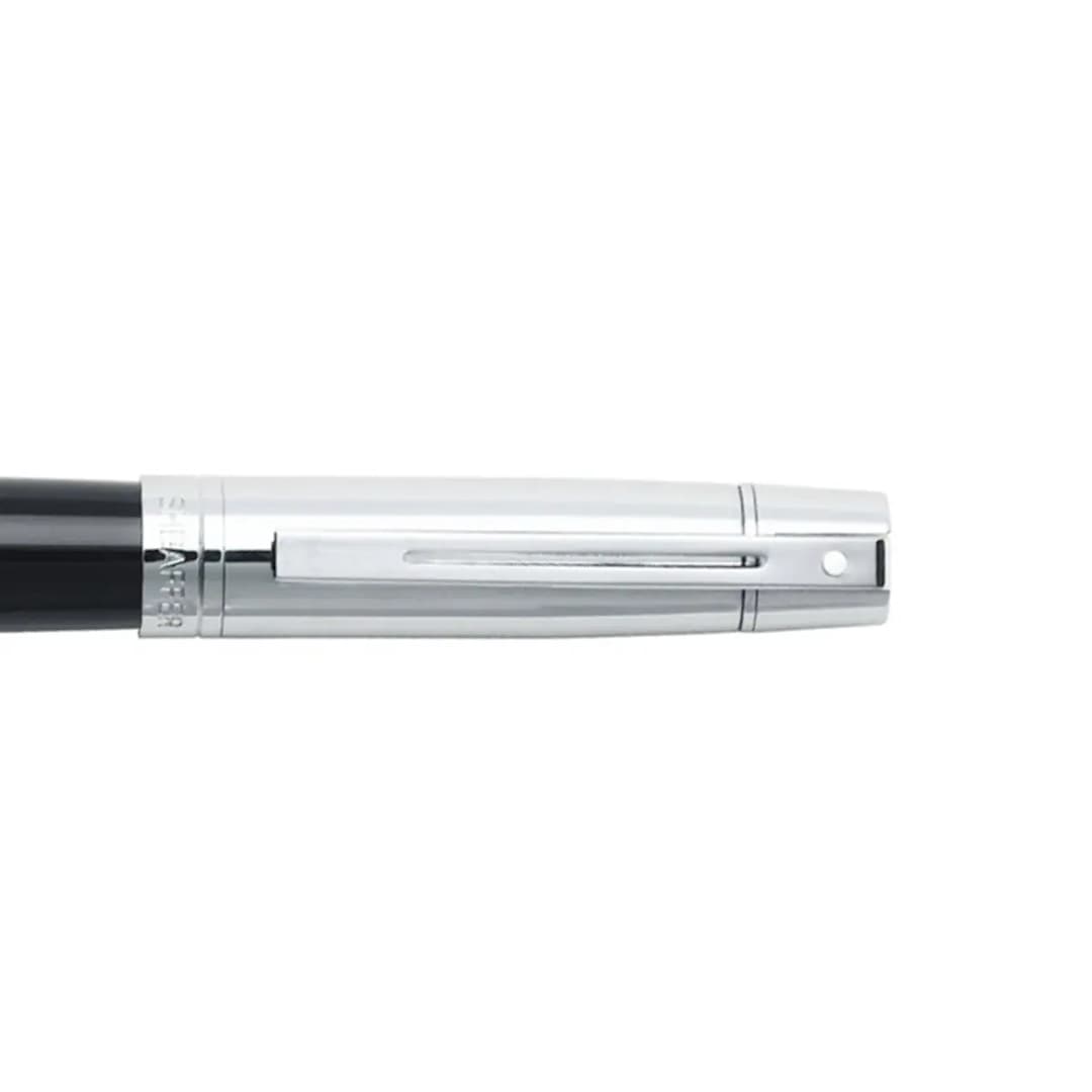 Front View of Black Sheaffer® 300 Glossy Chrome Black Roller Ball