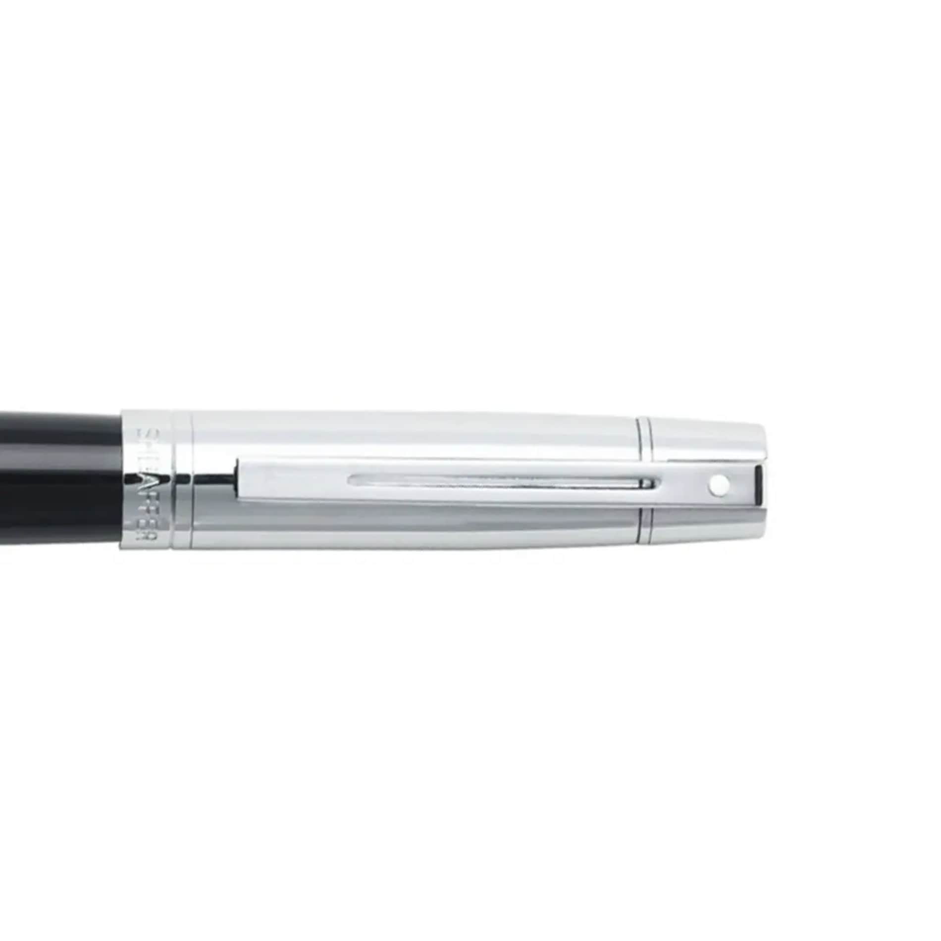 Front View of Black Sheaffer® 300 Glossy Chrome Black Roller Ball
