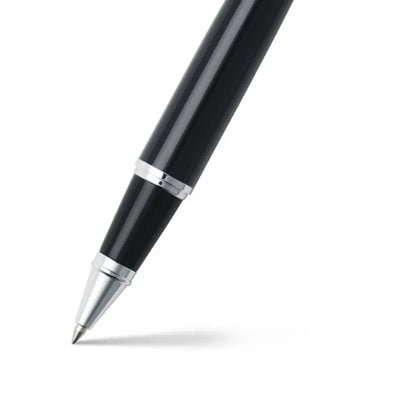 Front View of Black Sheaffer® 300 Glossy Chrome Black Roller Ball