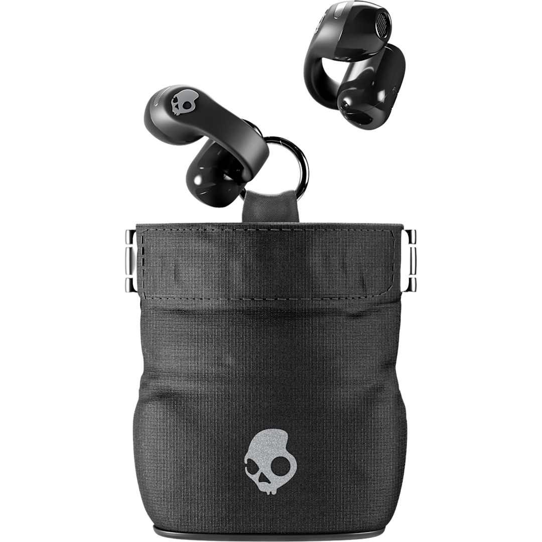 Front View of Black Skullcandy Push 720 Open Wireless Earbuds plain