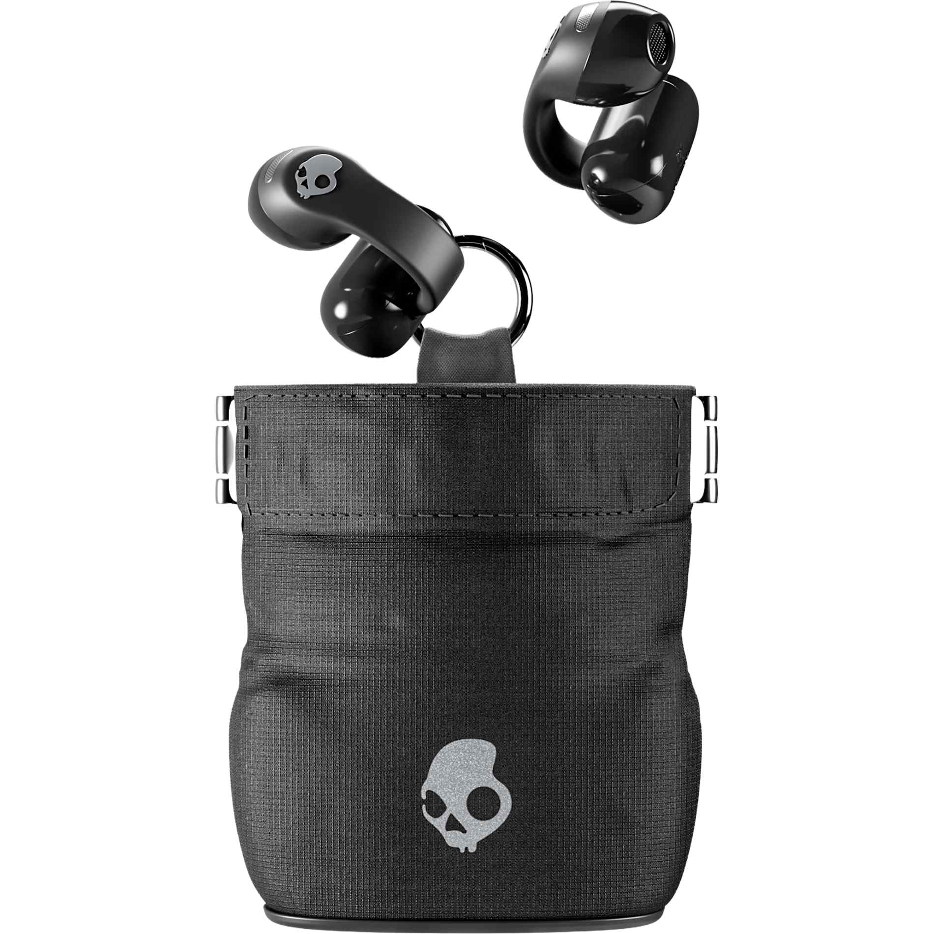 Front View of Black Skullcandy Push 720 Open Wireless Earbuds plain