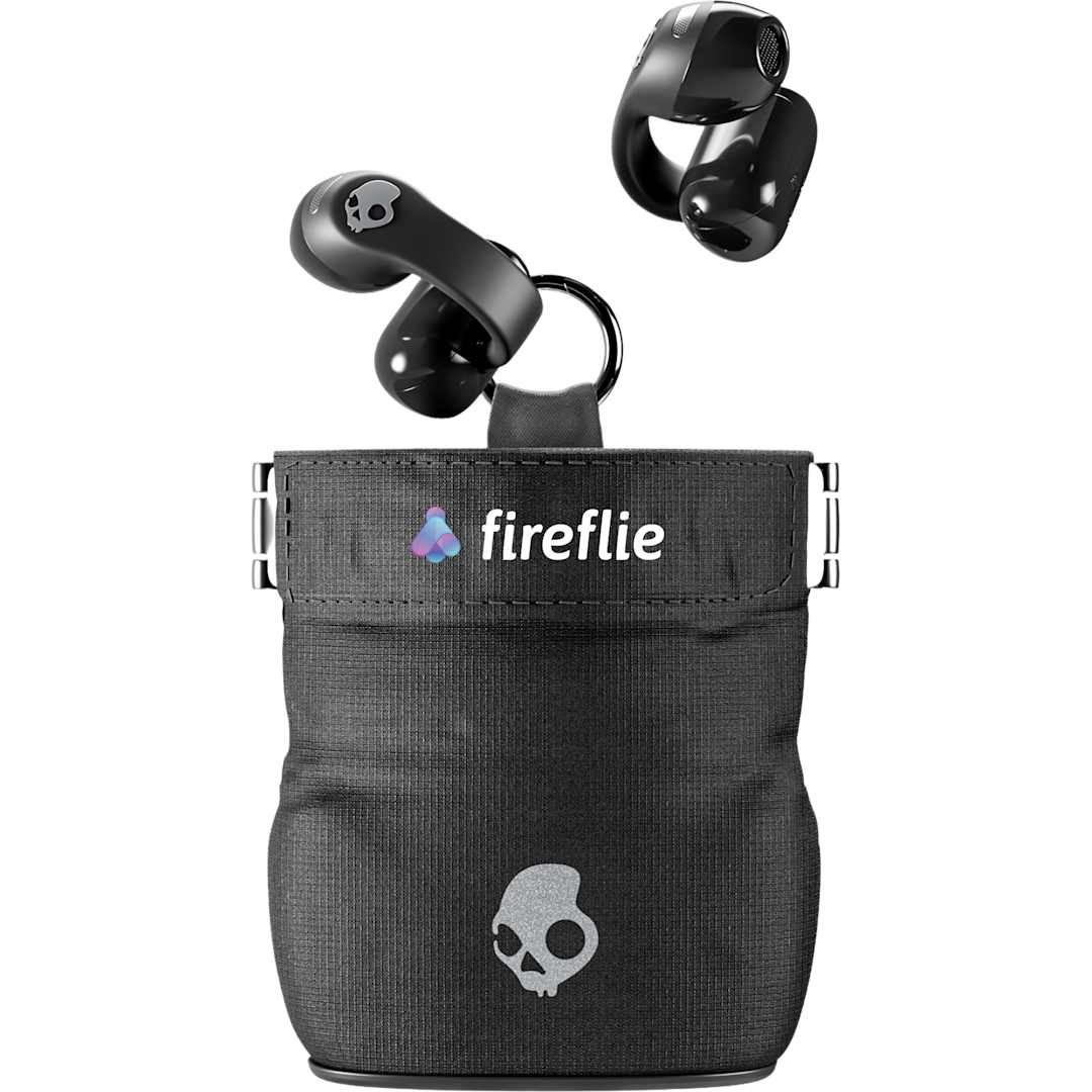 Front View of Black Skullcandy Push 720 Open Wireless Earbuds