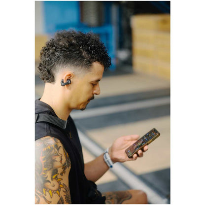 Front View of Black Skullcandy Push 720 Open Wireless Earbuds