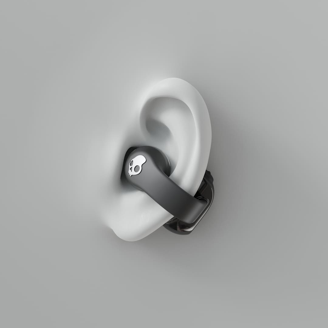 Front View of Black Skullcandy Push 720 Open Wireless Earbuds