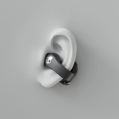 Front View of Black Skullcandy Push 720 Open Wireless Earbuds
