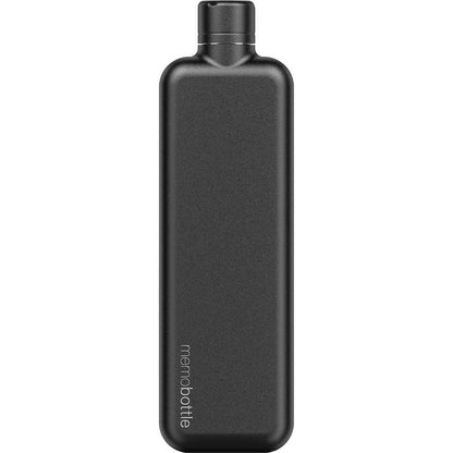 Front View of Black SLIM Stainless Steel memobottle plain
