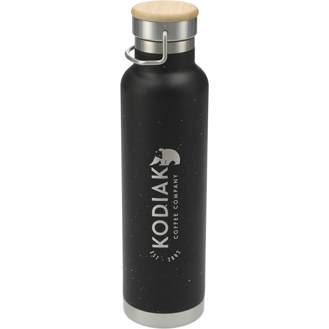 Front View of Black Speckled Thor Copper Vacuum Insulated Bottle 22oz