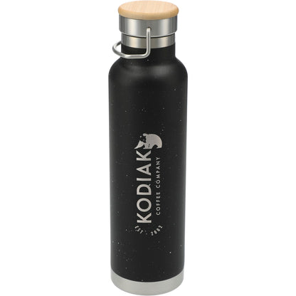 Front View of Black Speckled Thor Copper Vacuum Insulated Bottle 22oz