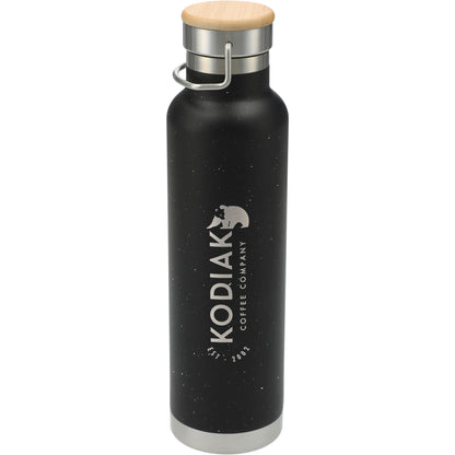 Front View of Black Speckled Thor Copper Vacuum Insulated Bottle 22oz