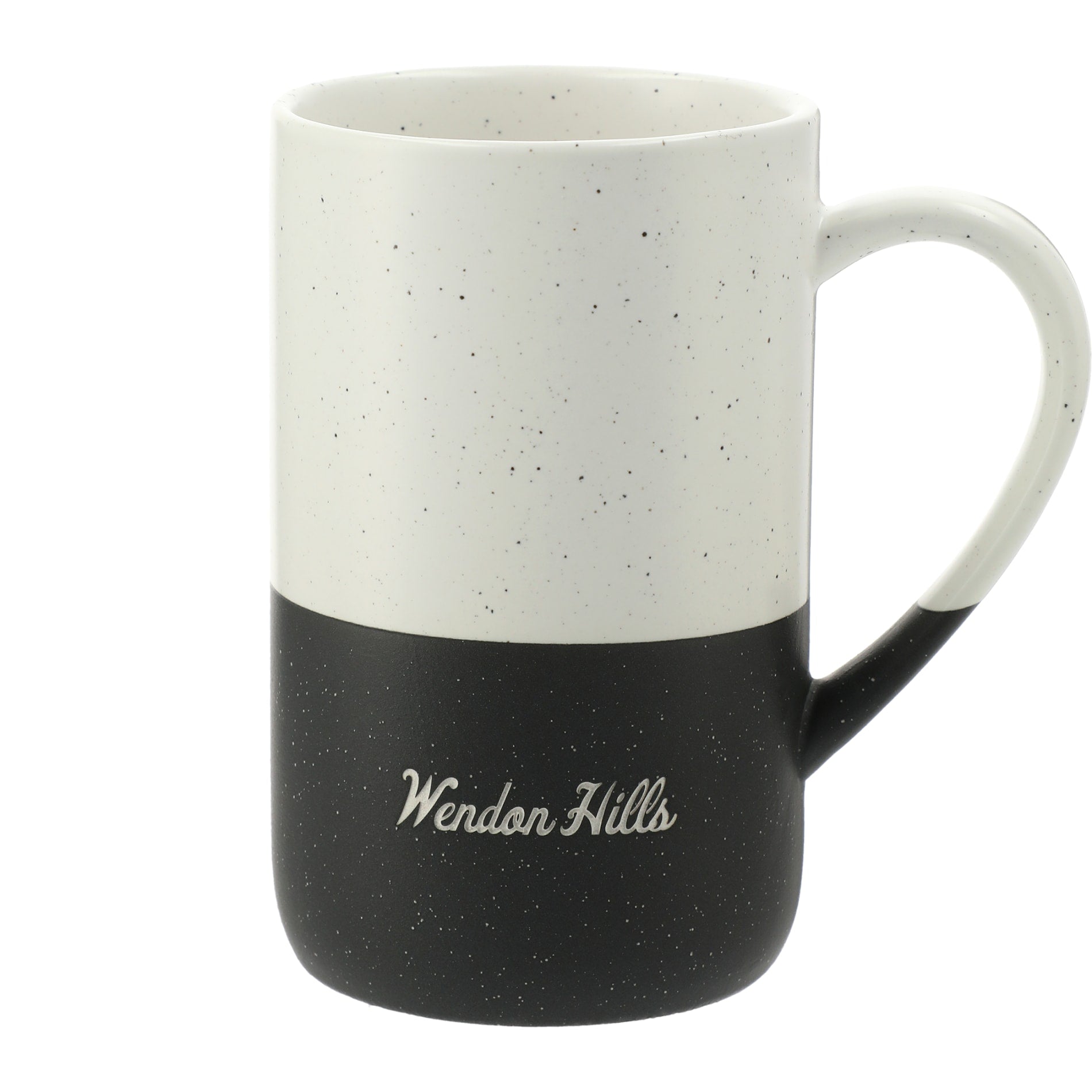 Front View of Black Speckled Wayland Ceramic Mug 13oz