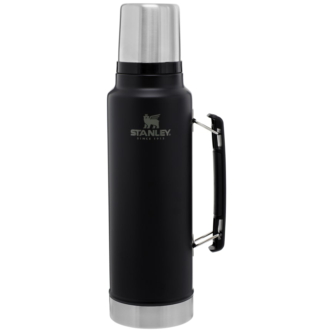 Front View of Black Stanley Legendary Classic Bottle 48oz plain