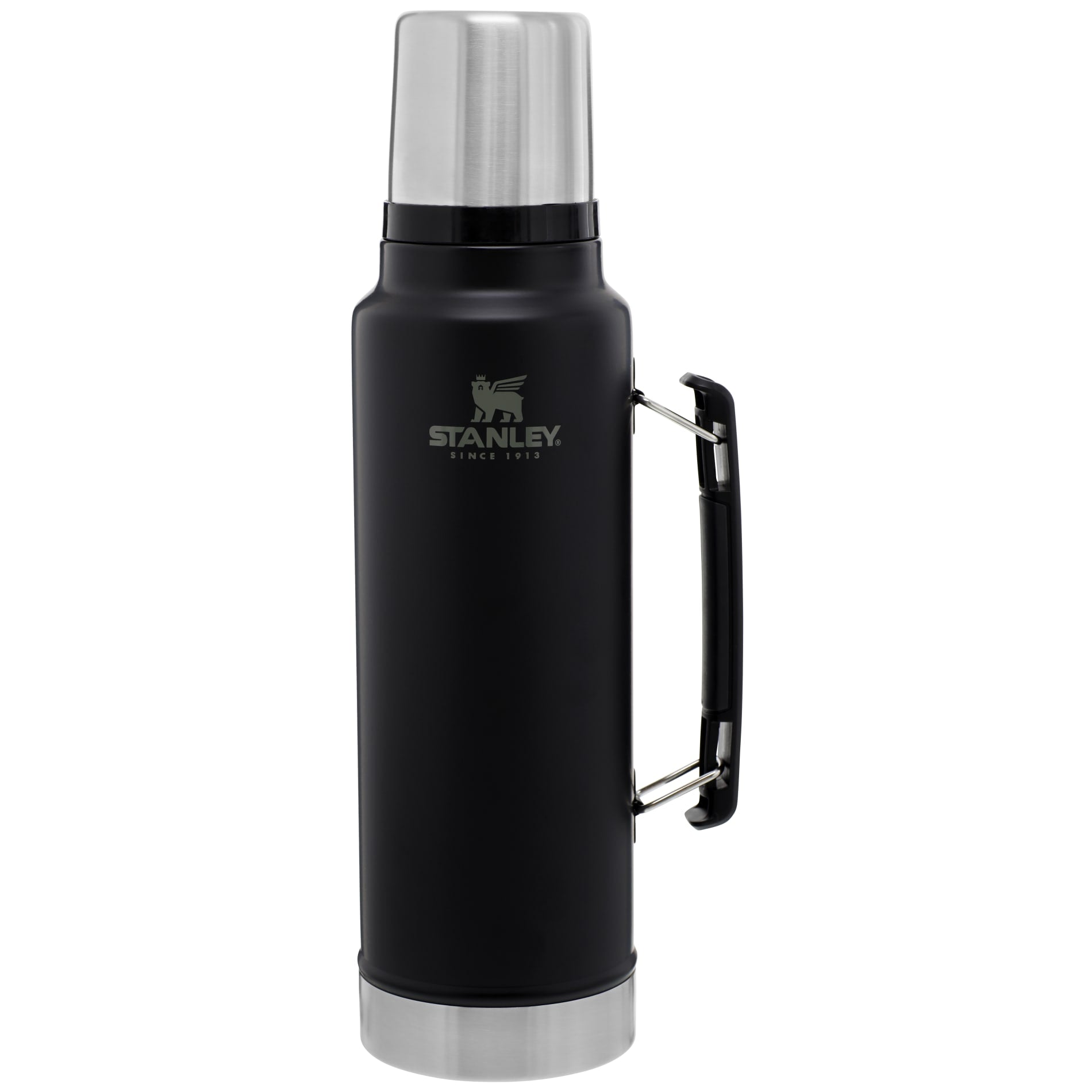 Front View of Black Stanley Legendary Classic Bottle 48oz plain