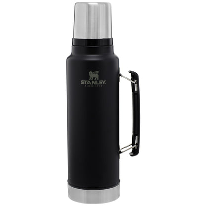 Front View of Black Stanley Legendary Classic Bottle 48oz plain