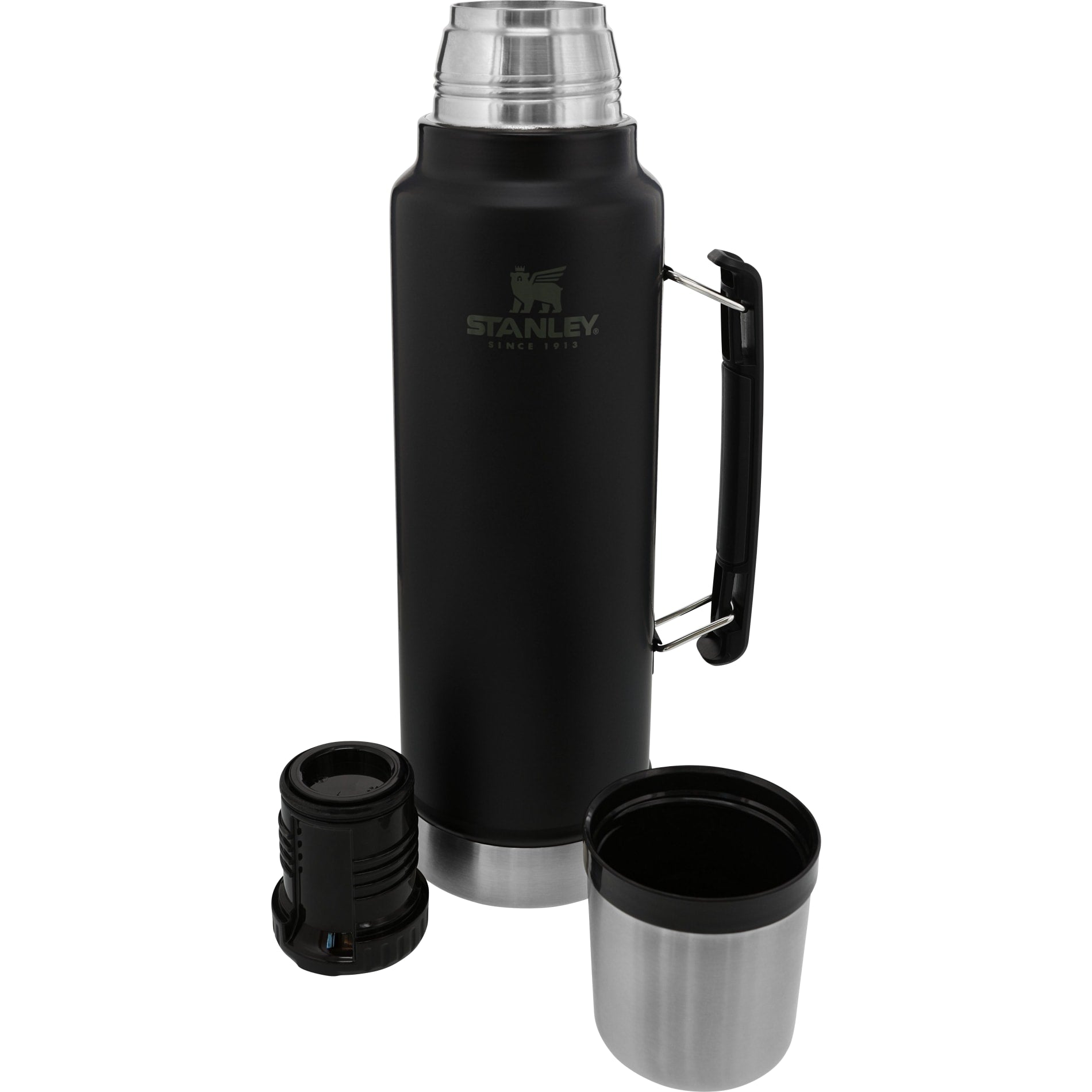 Front View of Black Stanley Legendary Classic Bottle 48oz plain