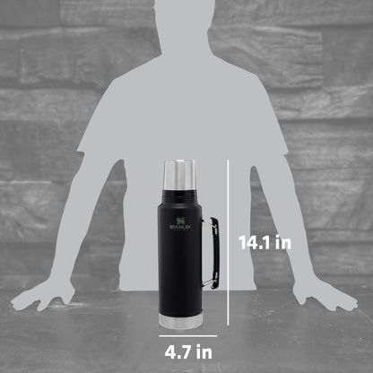 Front View of Black Stanley Legendary Classic Bottle 48oz