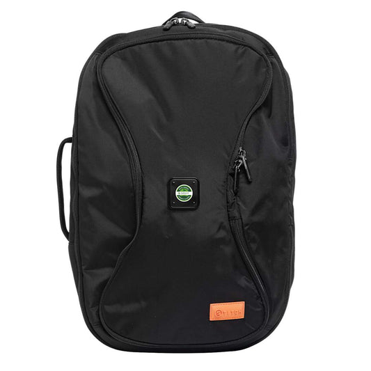 Front View of Black Stitch Day Traveler Backpack