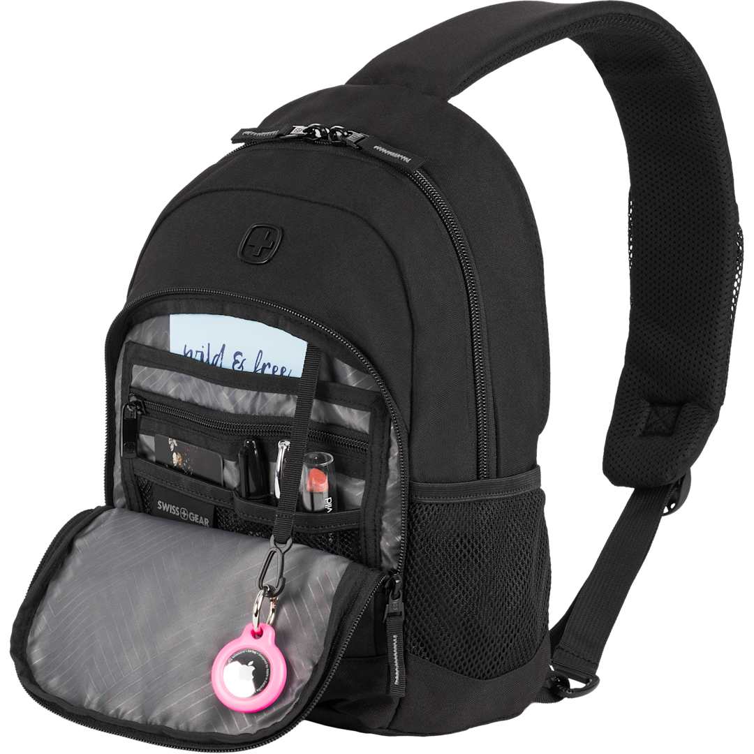 Front View of Black Swiss Gear Mini Tour Sling Bag