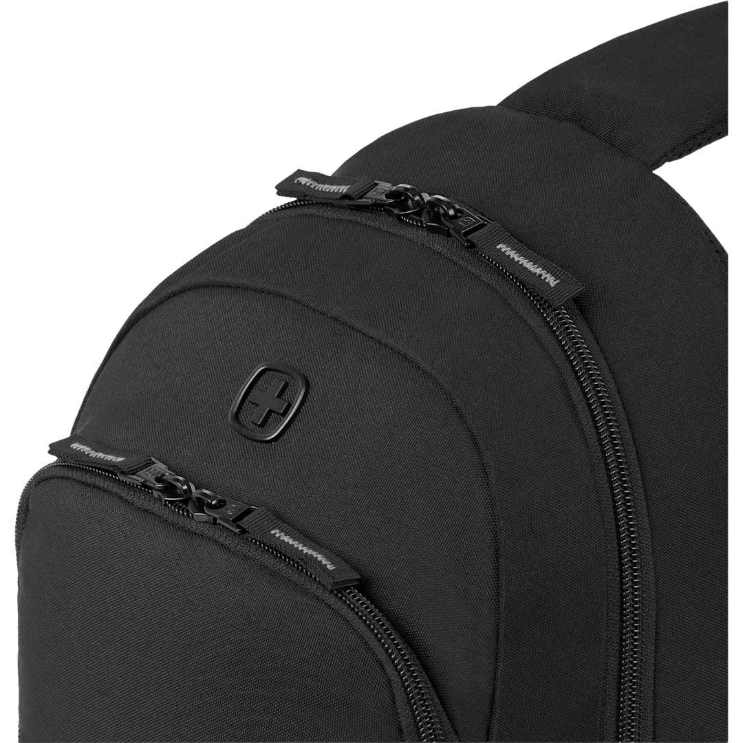 Front View of Black Swiss Gear Mini Tour Sling Bag