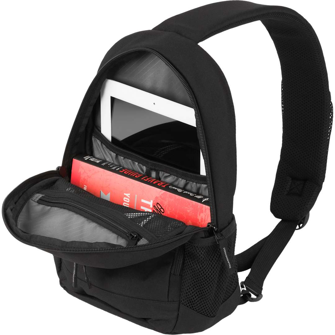 Front View of Black Swiss Gear Mini Tour Sling Bag