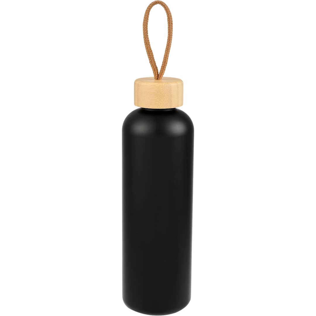 Front View of Black Tania Recycled Bottle w/ FSC® Bamboo Lid 26oz plain