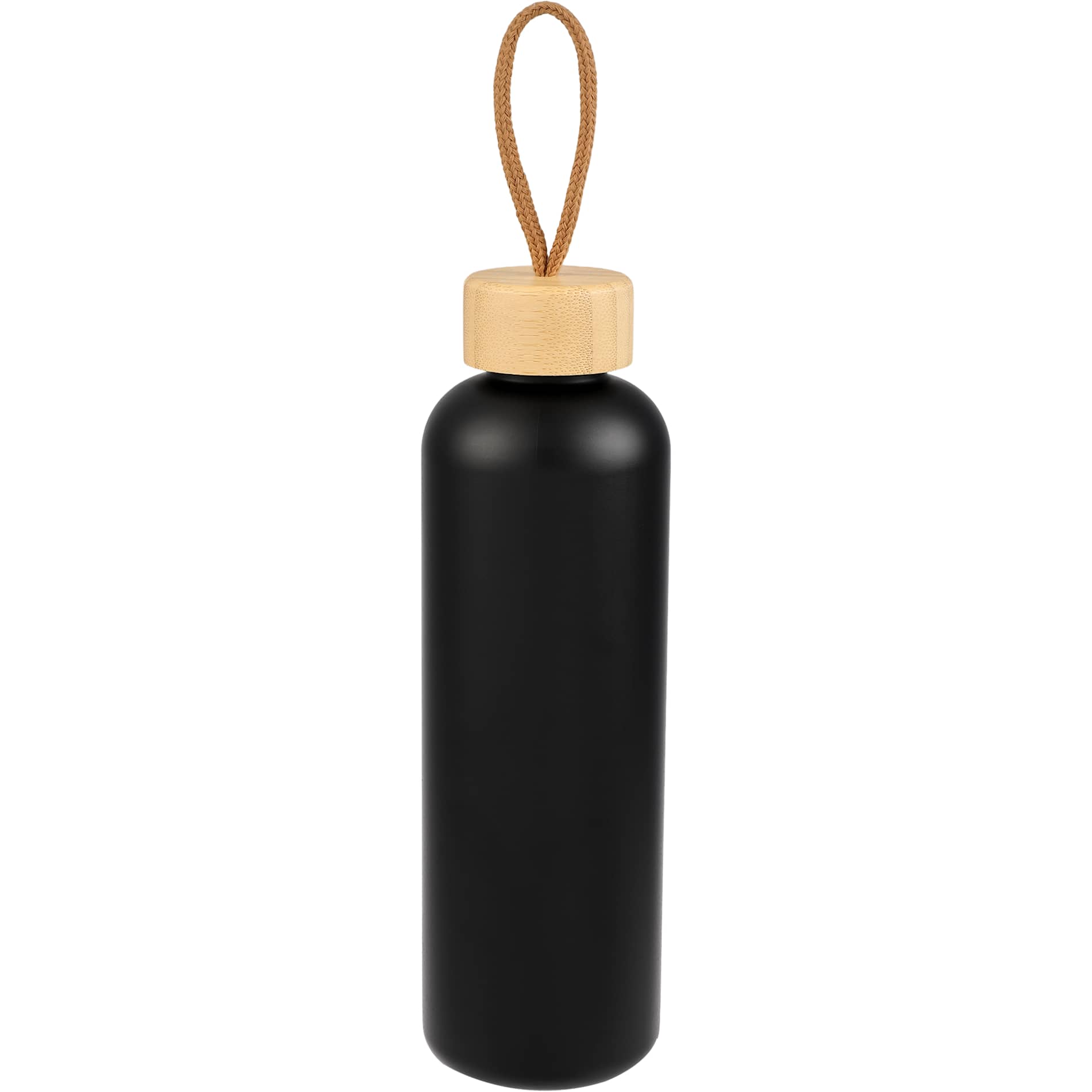 Front View of Black Tania Recycled Bottle w/ FSC® Bamboo Lid 26oz plain