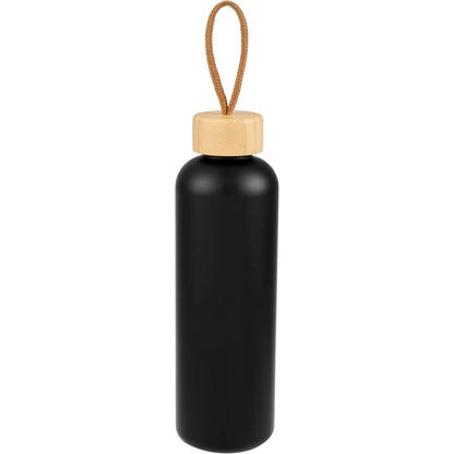 Front View of Black Tania Recycled Bottle w/ FSC® Bamboo Lid 26oz plain