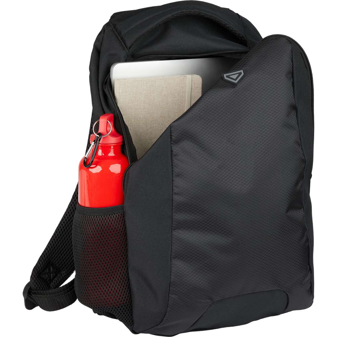 Front View of Black Taylor Computer Backpack plain