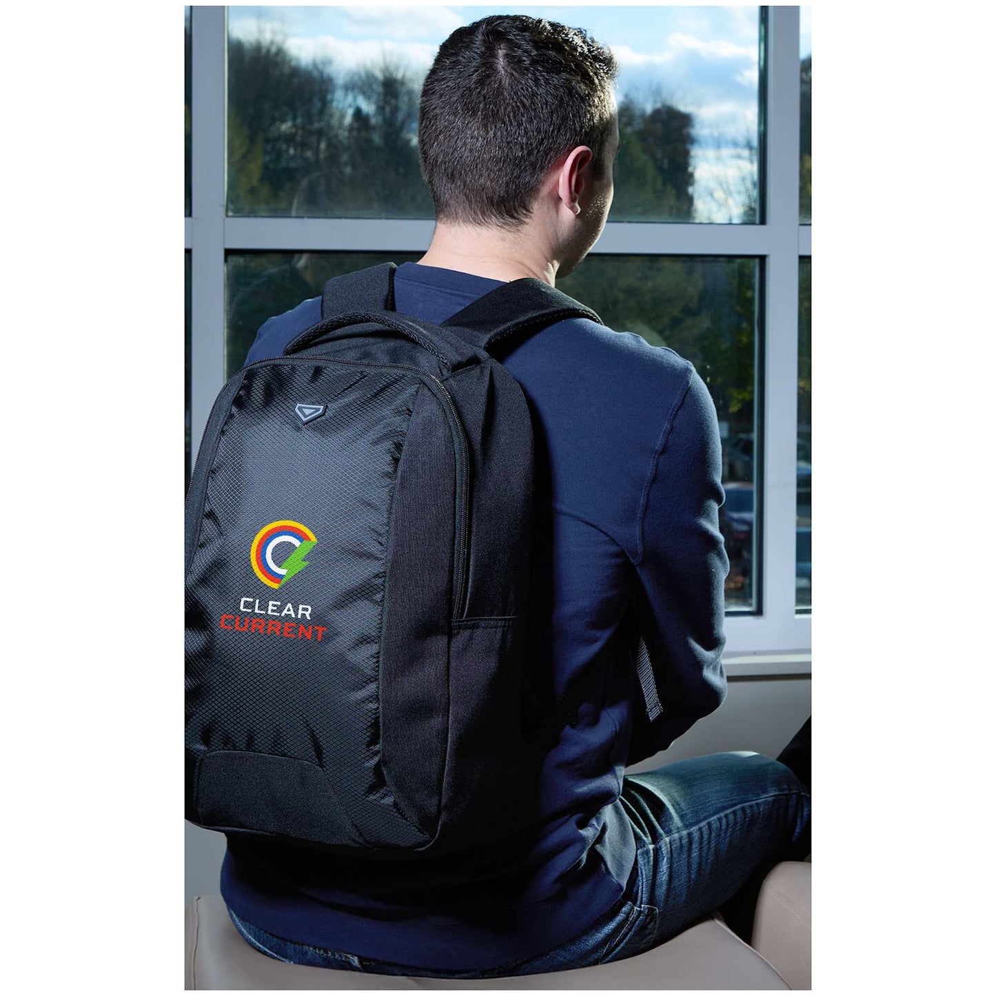 Front View of Black Taylor Computer Backpack