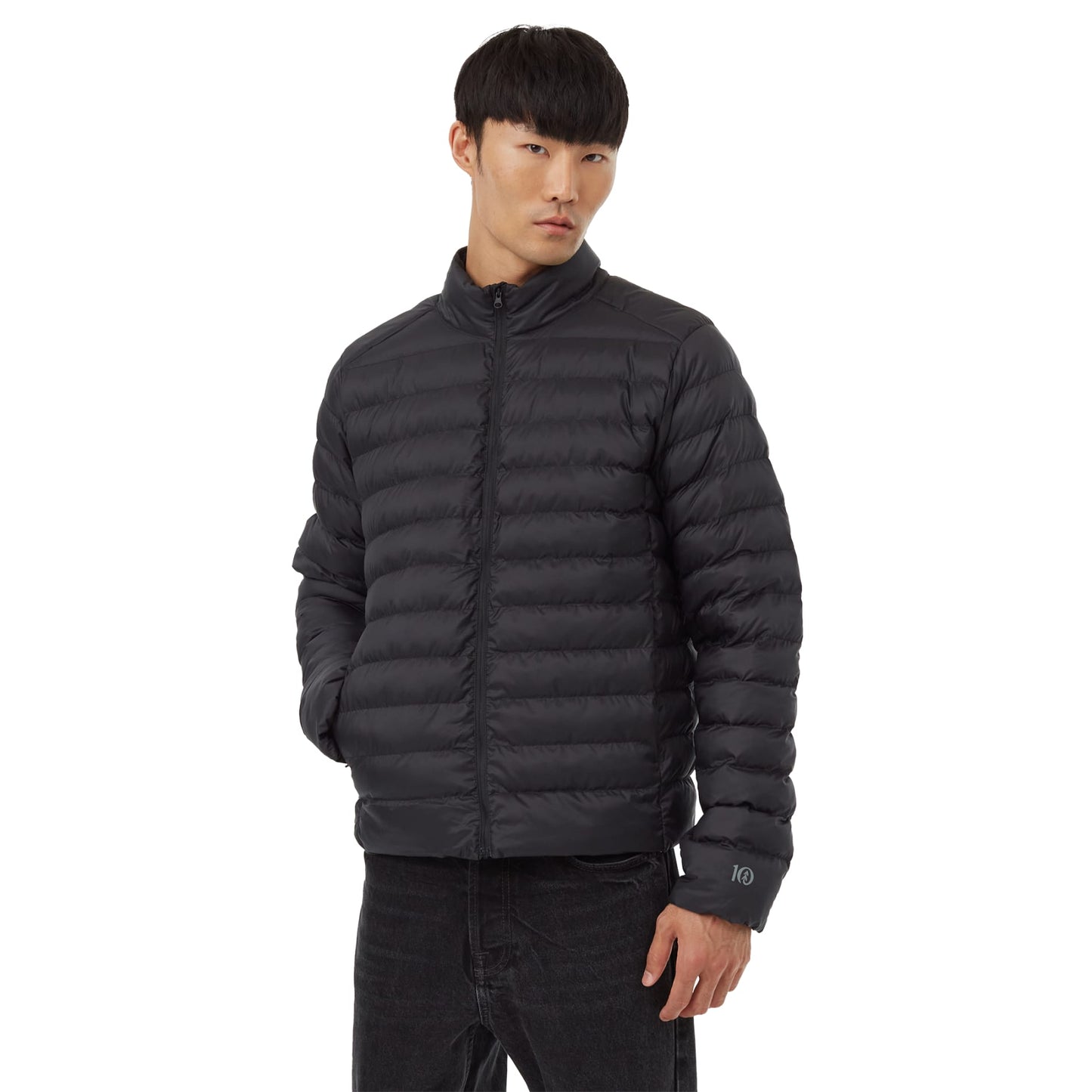 Front View of Black tentree Cloud Shell Packable Puffer - Men's plain