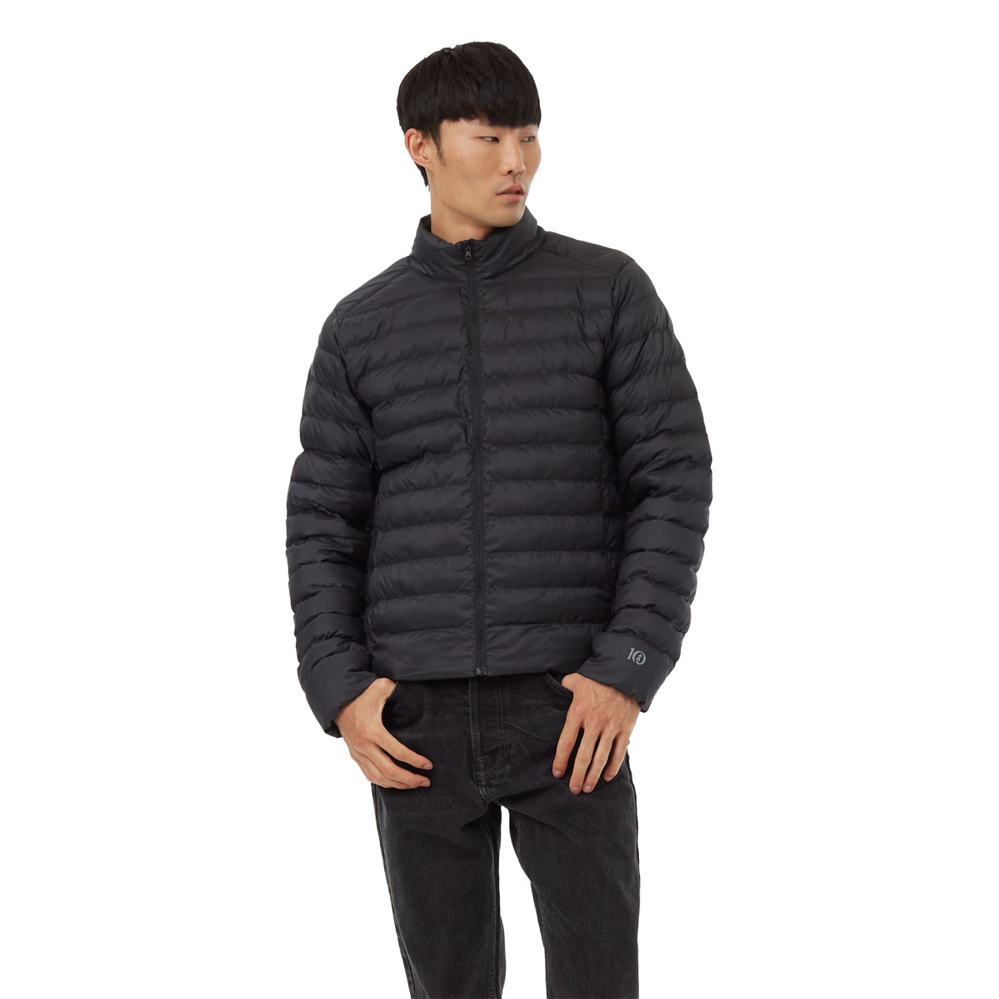 Front View of Black tentree Cloud Shell Packable Puffer - Men's plain