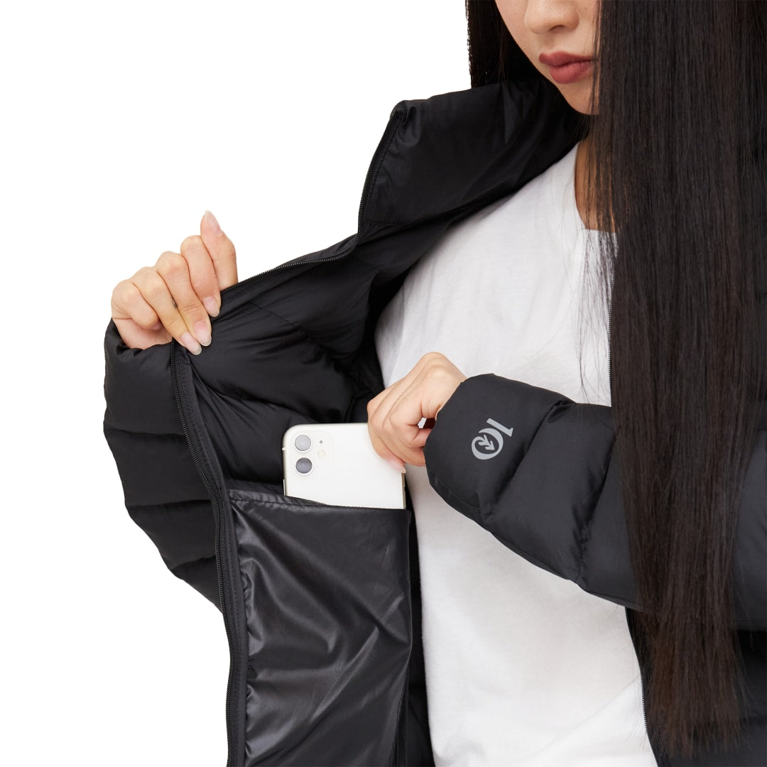 Front View of Black tentree Cloud Shell Packable Puffer - Women's