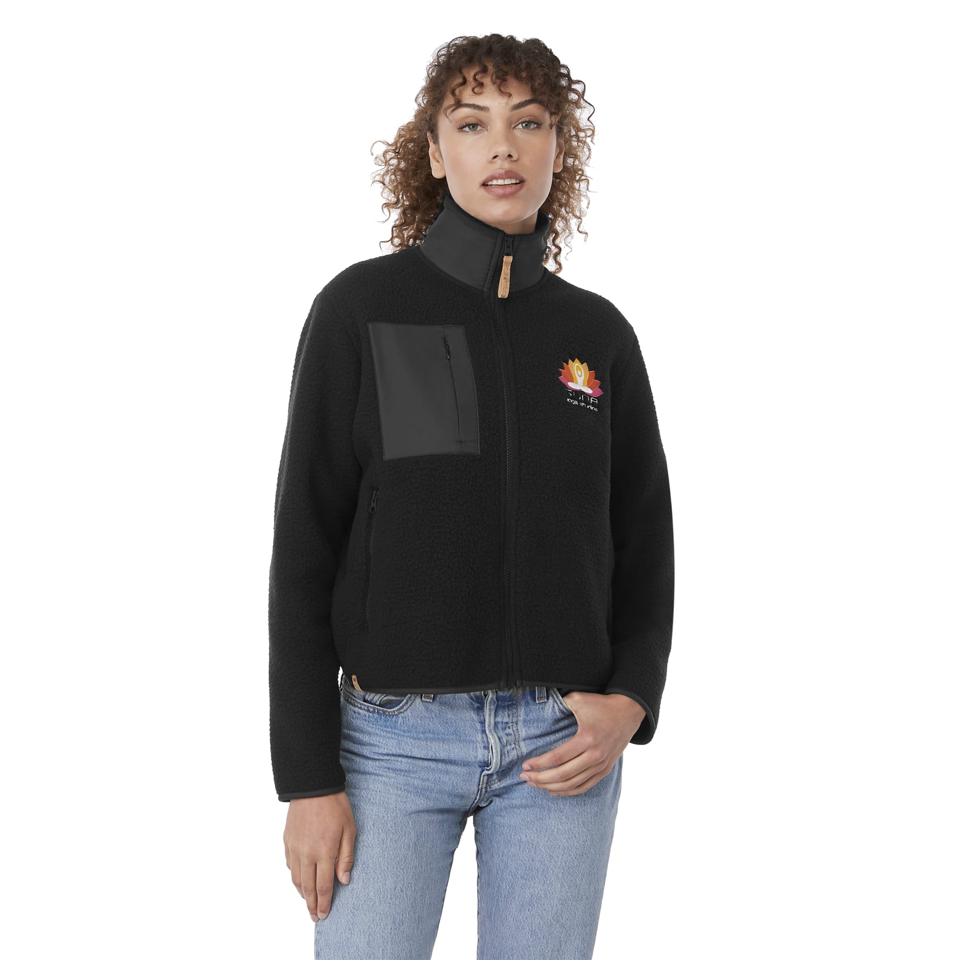 Front View of Black tentree EcoLoft Zip Jacket - Women's