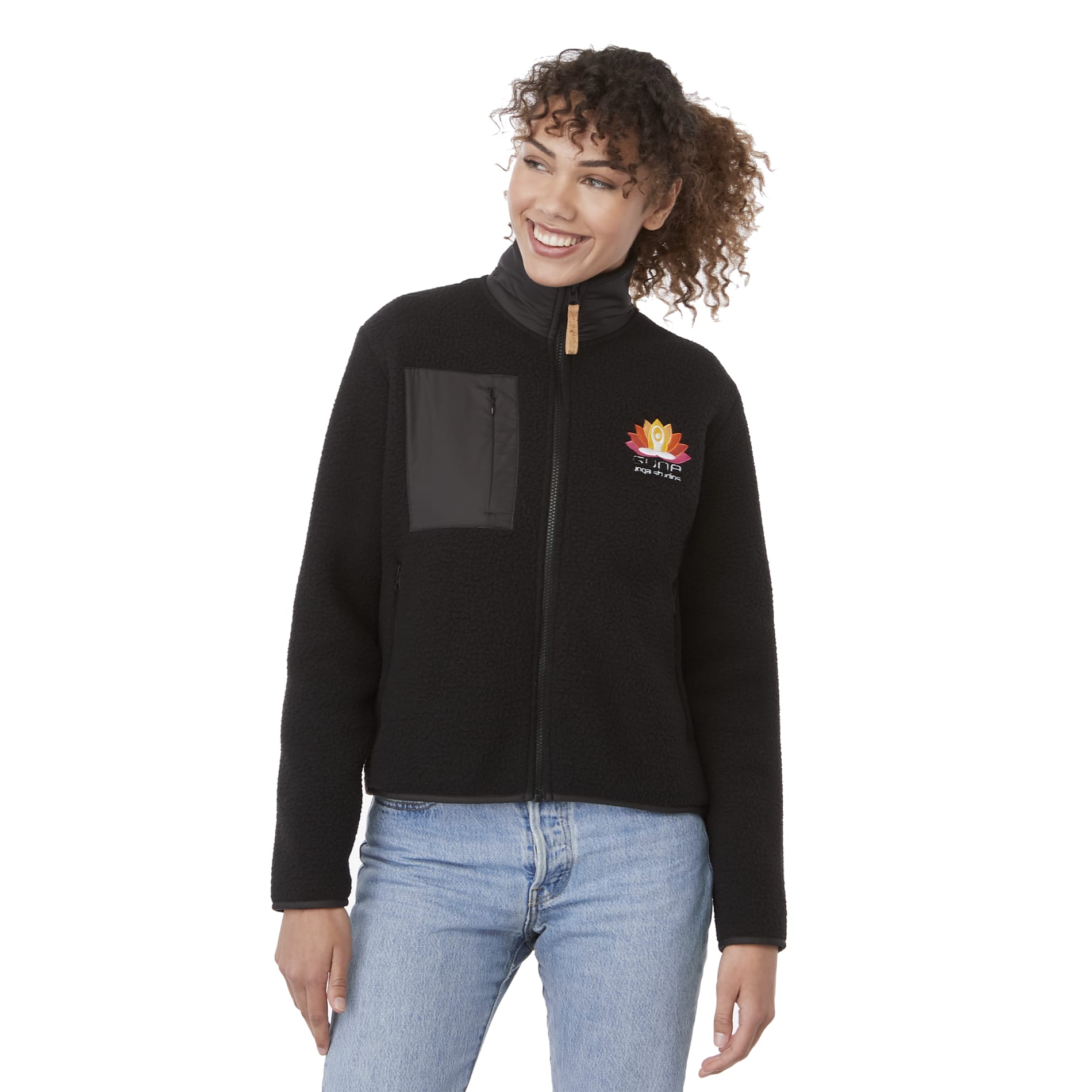Front View of Black tentree EcoLoft Zip Jacket - Women's