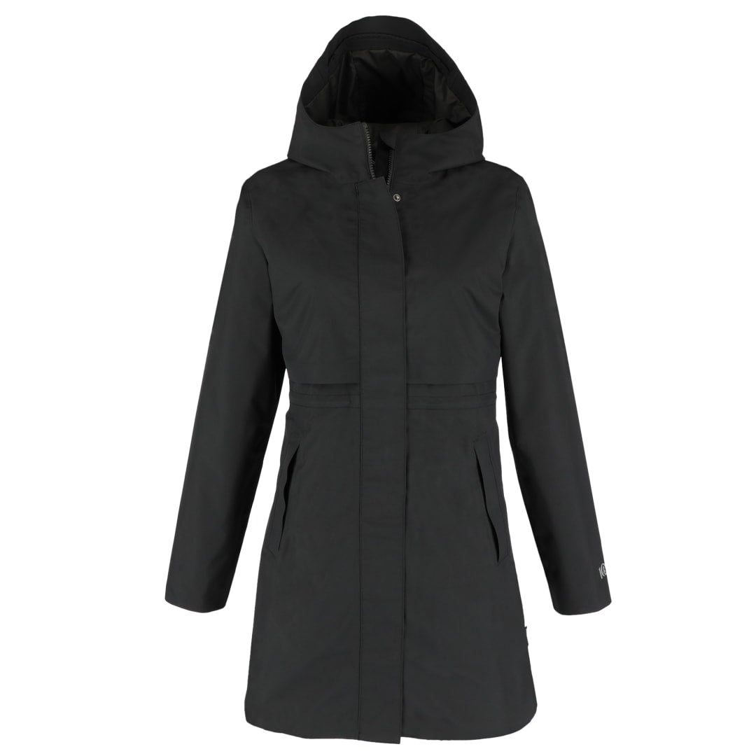 Front View of Black tentree Nimbus Long Rain Jacket - Women's plain