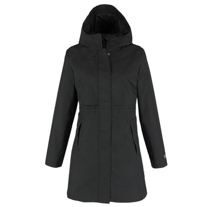 Front View of Black tentree Nimbus Long Rain Jacket - Women's plain
