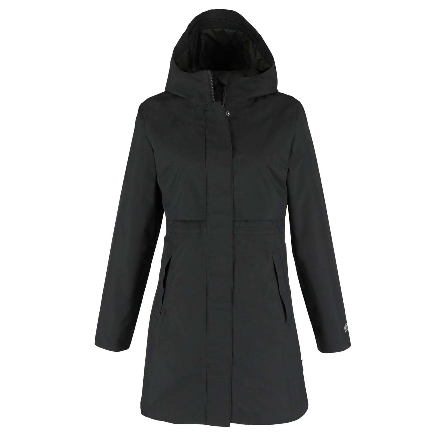 Front View of Black tentree Nimbus Long Rain Jacket - Women's plain