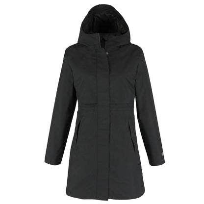 Front View of Black tentree Nimbus Long Rain Jacket - Women's plain