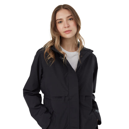Front View of Black tentree Nimbus Long Rain Jacket - Women's plain