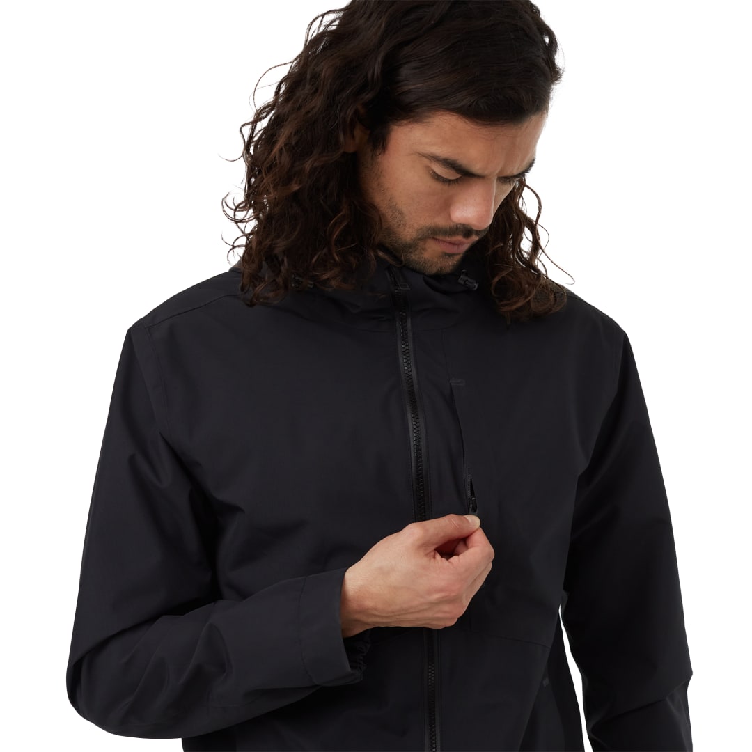 Front View of Black tentree Nimbus Rain Jacket - Men's plain