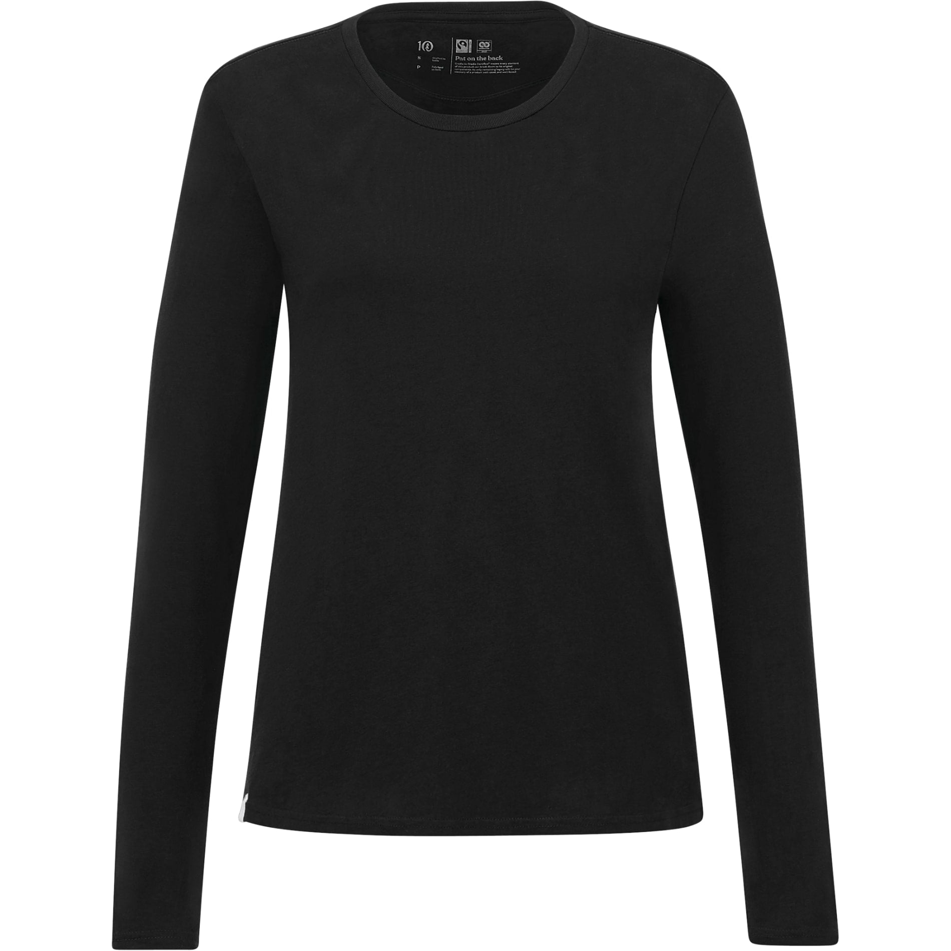 Front View of Black tentree Organic Cotton Longsleeve Tee - Women's plain