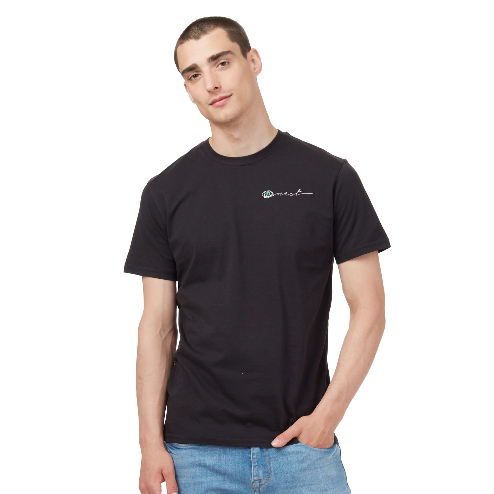 Front View of Black tentree Organic Cotton Short Sleeve Tee - Men's