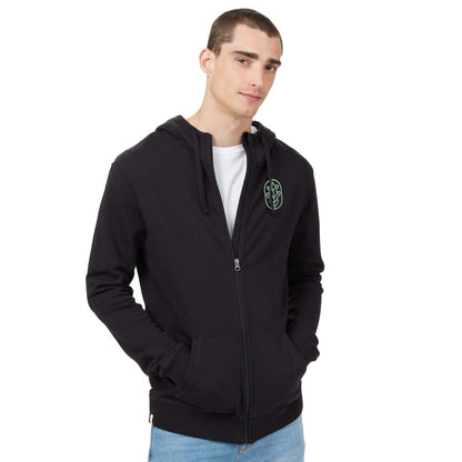 Front View of Black tentree Organic Cotton Zip Hoodie - Men's